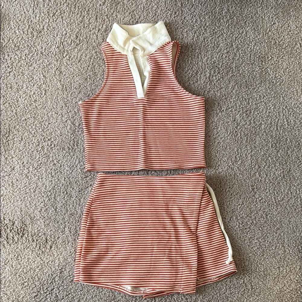 Striped Sleeveless Top and Skort Set